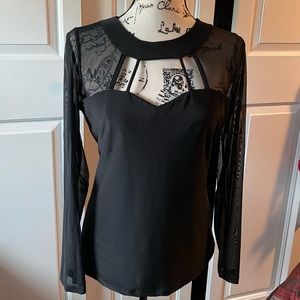 Black mesh top